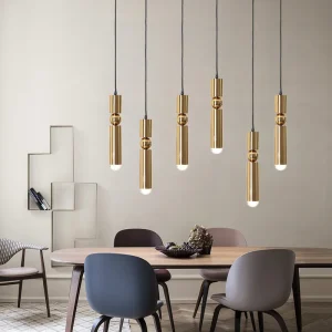 Modern Bar Gold Tube Pendant Lights Metal Polished Creative Deisgn Single Chandeliers LED Restaurant Decor Nordic Hanging Lamps