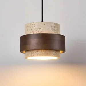 Scandinavian Natural Stone Pendant Light Marble Wabi-Sabi Pendant Lighting Kitchen Island Wood Mid Century Hanging Lamp Rustic Indust